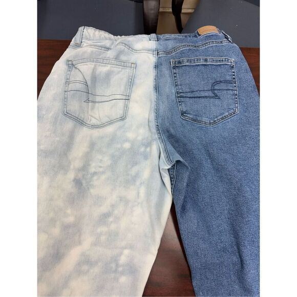 American Eagle Stretch Two Toned Denim Mom Jeans Size 12 - Picture 7 of 13